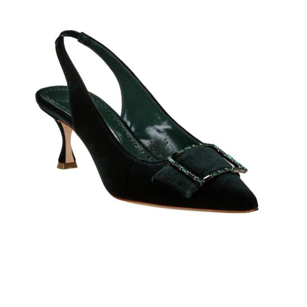 MANOLO BLAHNIK Dolores 70mm Velvet Slingback Pump SZ 40 NWOT